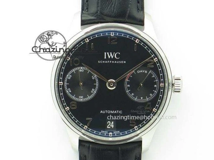 MIROTIME 0211 Portuguese Real PR Real Annual Calendar IW503502 ZF 1:1 Best Edition Black Dial Steel Markers on Black Leather Strap A StreetReady 7134